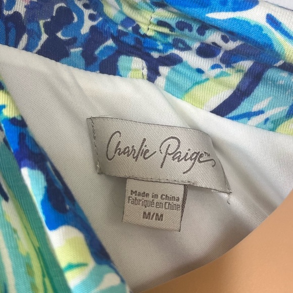 Charlie Paige • Colorful Floral Cowl Neck Shift Dress • Size Medium - Picture 5 of 7